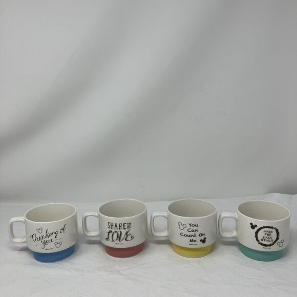 Disney Mickey Daiso Colorful Mug Red Blue Green Yellow stackable vintage - Picture 5 of 13